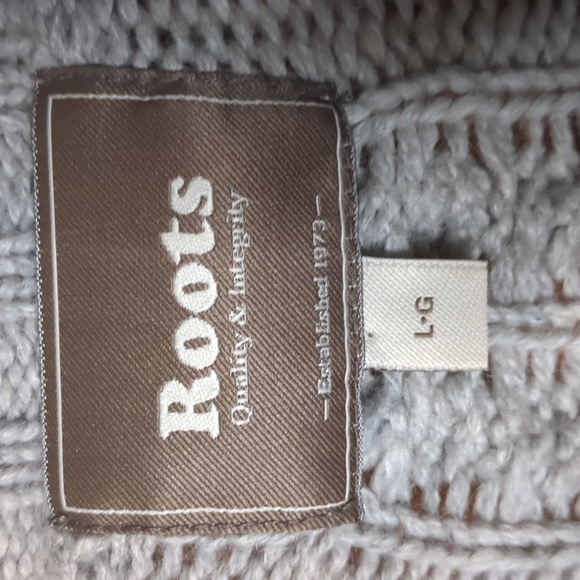 ROOTS* vintage cable knit 2/3n wide sleeve zip front lambswool cardigan sweater - Picture 11 of 13